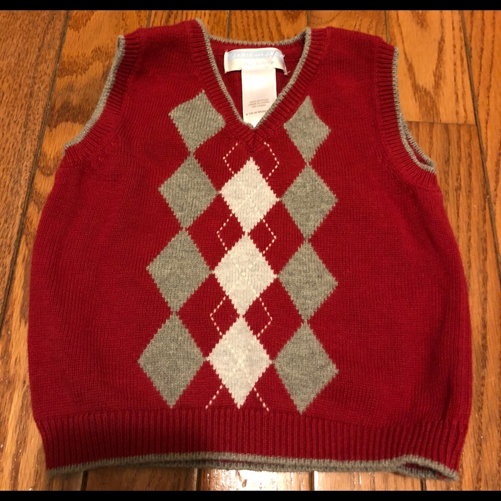 ♥️Janie & Jack 6-12 month vest red argyle Christmas 🎄 or Valentine’s ♥️💕 baby!